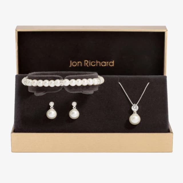 Jon Richard Silver Plated And Crystal Pearl Trio Set Jewellery Sets One Size Silver 70970011000