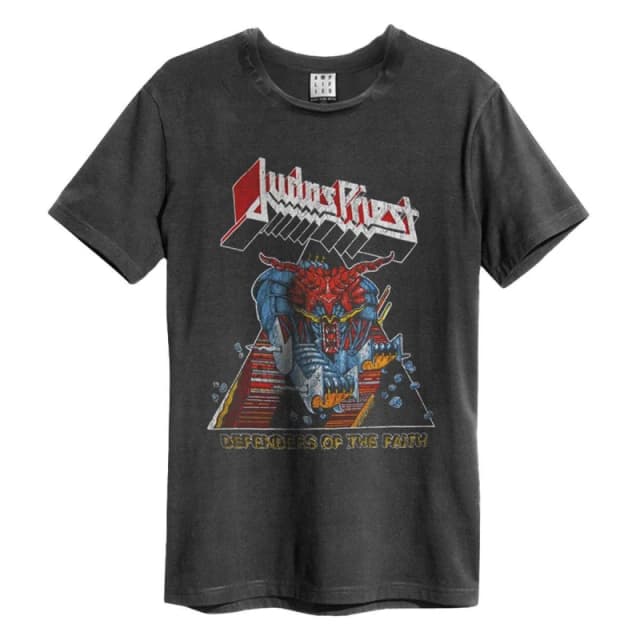 Amplified Amplified Men Defenders Of The Faith Judas Priest T-Shirt in Charcoal Size: Small Charcoal S Male 5063470006601
