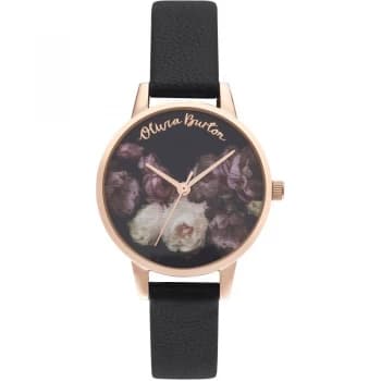 Olivia Burton Black & Rose Gold Fine Art Watch