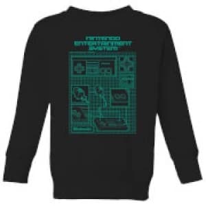 Nintendo NES Controller Blueprint Kid's Sweatshirt - Black - 11-12 Years