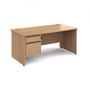 Dams International Straight Desk with Beech Coloured MFC Top and Graphite Frame Panel Legs and 2 Lockable Drawer Pedestal Contract 25 1600 x 800 x 725