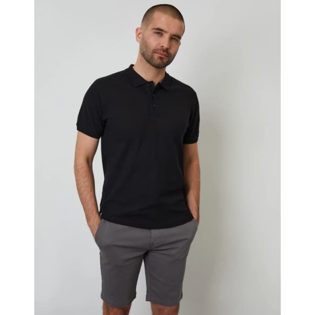 Threadbare Mens TB Malbork Short-Sleeve Polo Shirt Black male Small