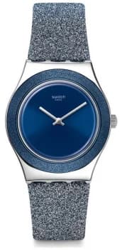 Swatch Blue SPARKLE Irony Medium Blue Glitter Silicone Watch