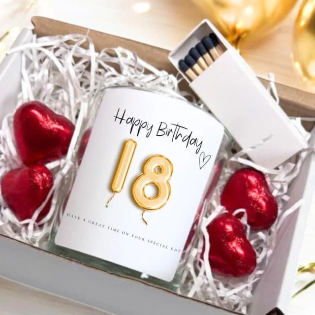 Aye Do 18th Birthday Gold Balloons Candle Gift Set 6370-C White unisex Gift Set