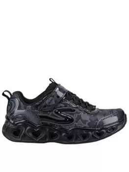 Skechers Heart Lights Trainer, Black, Size 11.5 Younger