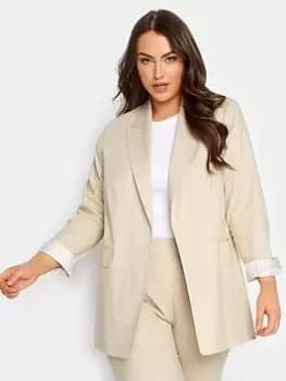 Yours Linen Tailored Blazer Natural, Brown, Size 16, Women