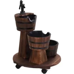 Wooden 3 Barrel Electric Fountain w/ Pump Waterfall Fountain Rustic - Outsunny