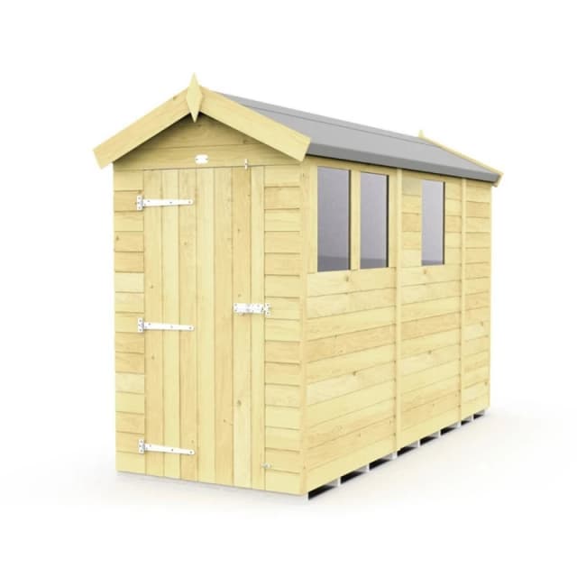 Buttercup Farm 4 x 9 Feet Apex Shed - Single Door W/ Windows - L272 x W118 x H217cm in Brown Brown Unisex