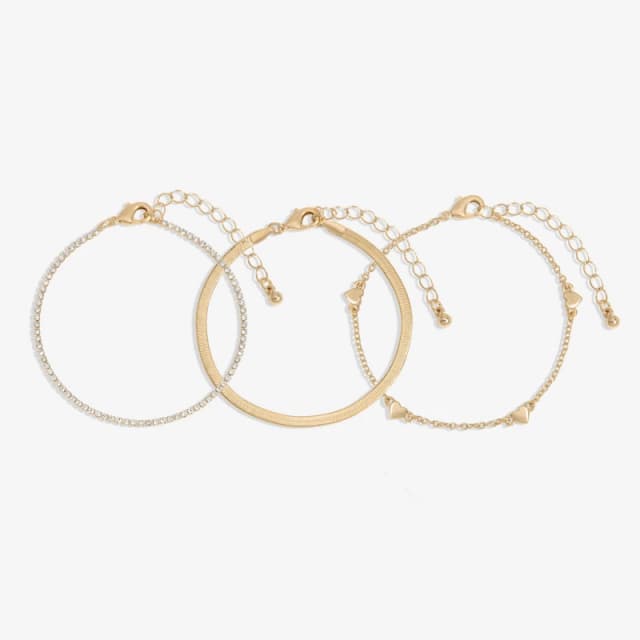Mood Gold Crystal Heart Layered Bracelets - Pack Of 3 Jewellery Sets One Size Gold 42518910000