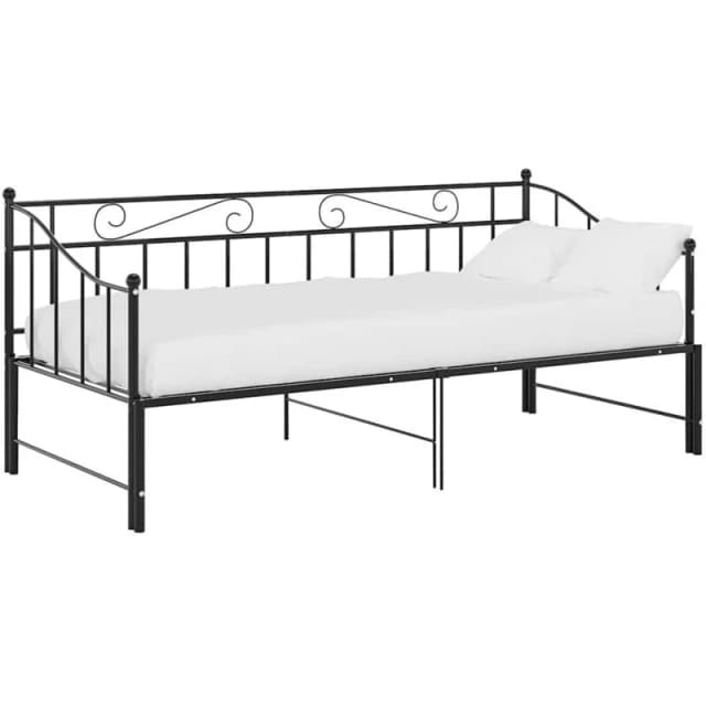 VIDAXL Pull-out Sofa Bed Frame without Mattress Black Metal 90x200cm Vidaxl 8720286195727
