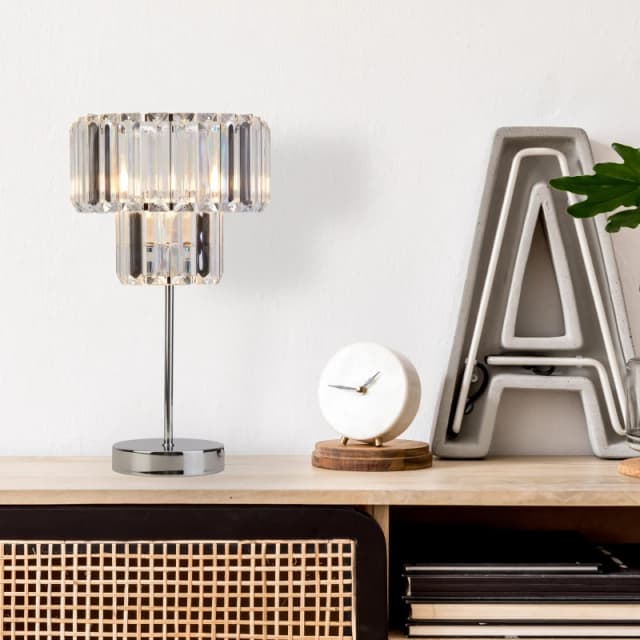 Lighting Collection Chrome And Clear Acrylic Table Lamp, Silver 700405