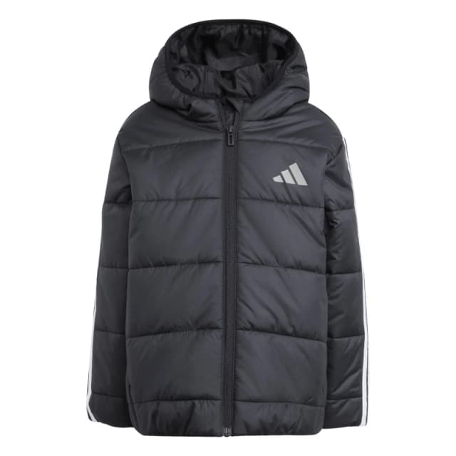 adidas Kids Essentials 3-Stripes Water-Repellent Long Sleeve Puffer Jacket Black/White unisex 4-5 Years