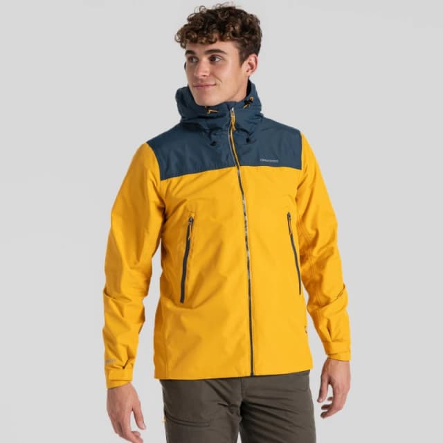 Craghoppers Mens Vanth Breathable Waterproof Jacket XL - Chest 44' (112cm) Warm Yellow/Blue Stripe CMW823-U99-XL