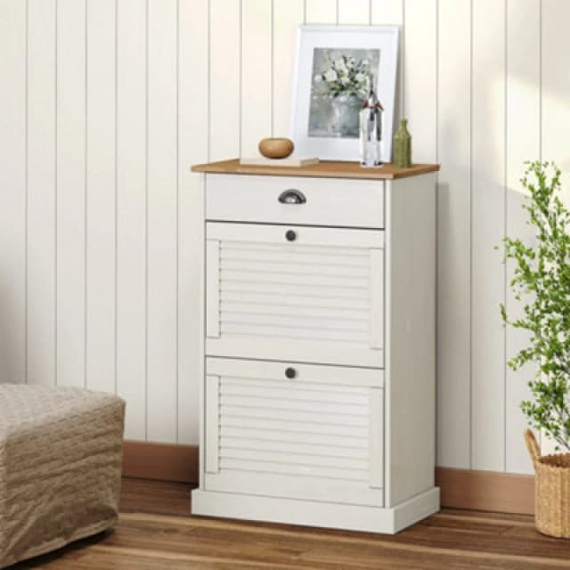 Vidaxl Shoe Cabinet Vigo 60X35X96cm White Solid Wood Pine