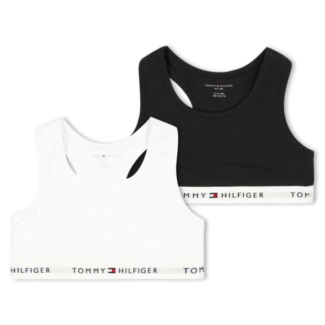 Tommy Hilfiger Kids 2 Pack Non Wired Unlined Bralette White/Black 0VT female 8-10Y
