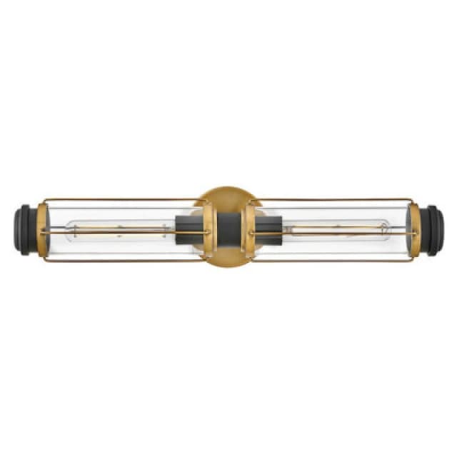 Masthead 2 Light Outdoor Wall Light Heritage Brass & Black IP44
