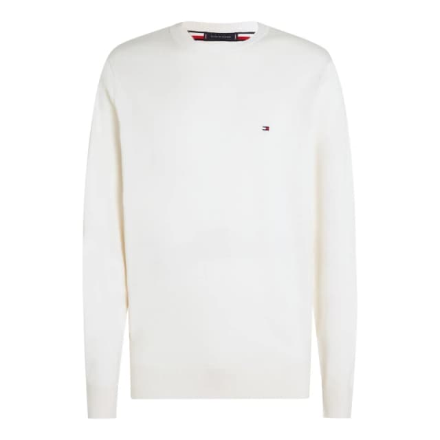 Tommy Hilfiger Essential Cotton Crew Neck Pullover sweater Ivory male 2XL