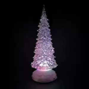 27cm Snowtime Christmas Water Spinner Colour Changing Glitter Christmas Tree Dual Powered