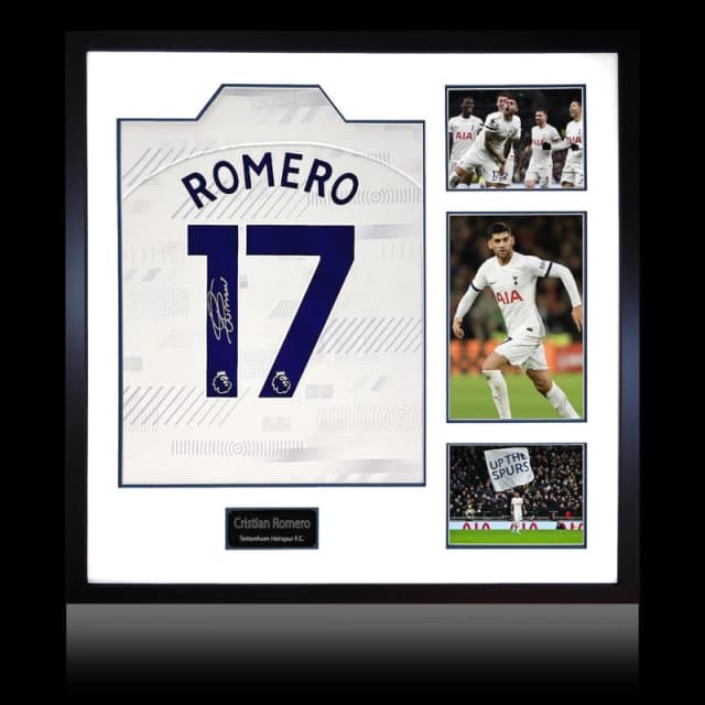 The Fan Cave Cristian Romero Signed Tottenham Hotspur Shirt White unisex 820mm x 82