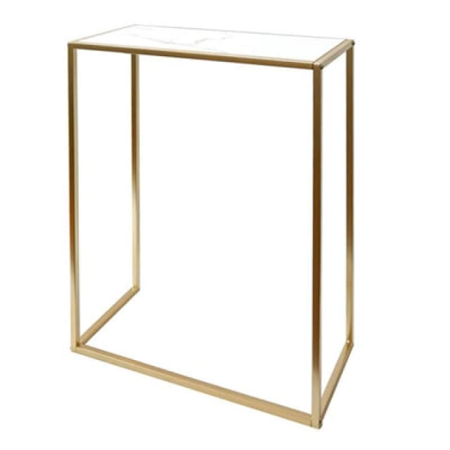 OHS OHS Marble Look Top Slim Console Table with Gold Sturdy Metal Frame, White White One Size Unisex 5027434217700