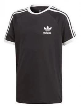 Adidas Originals Boys 3 Stripe Short Sleeve T-Shirt - Black