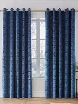 Catherine Lansfield Art Deco Pearl Curtains 66X90 In Navy