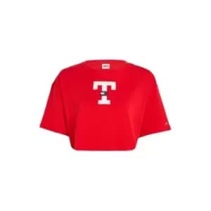 Tommy Jeans Tjw Ovr Crp Letterman Flag Tee - Red