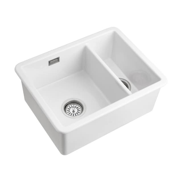 Rangemaster Rustique 1.5 Bowl Inset / Undermount White Ceramic Kitchen Sink CRUB3315WH/ White