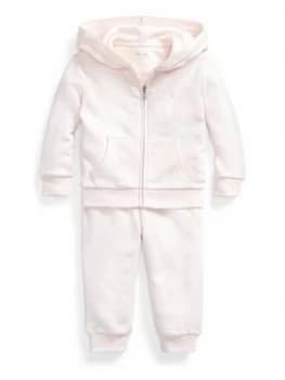 Ralph Lauren Baby Girls Hoodie & Jogger Outfit, Pink, Size 9 Months
