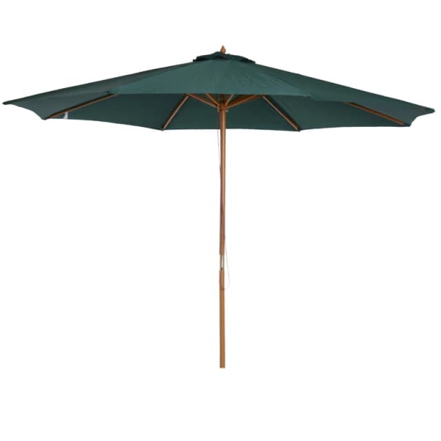 Outsunny 3m Pulley Operated Parasol w/ 8 Ribs - Dark Green 01-0243