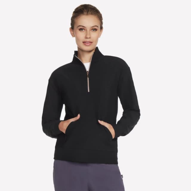 Skechers Goluxe Rib 1/4 Zip Bold Black female