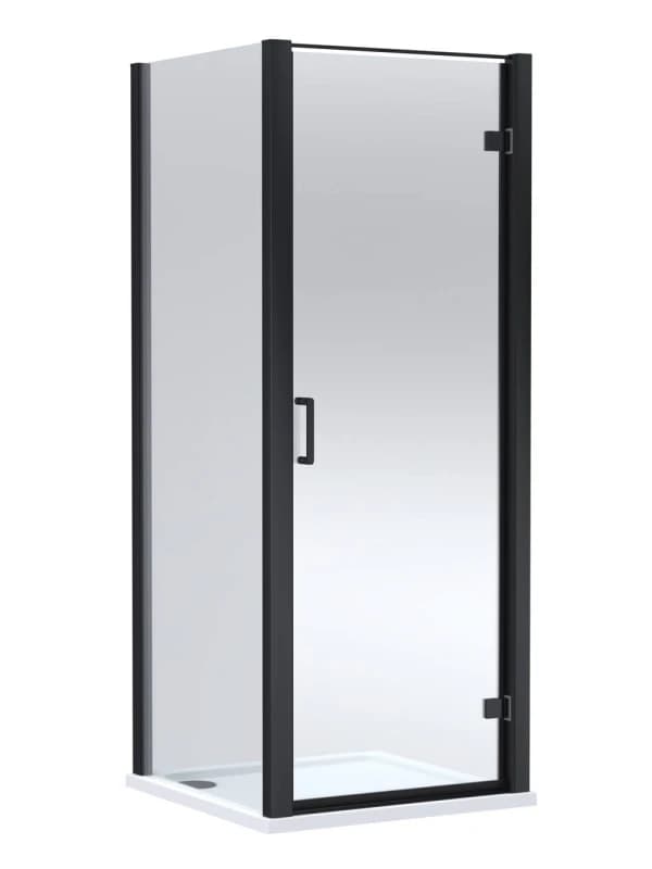 Balterley Hinged Shower Door & Tray: 900x900mm Matt Black/White in Black Unisex