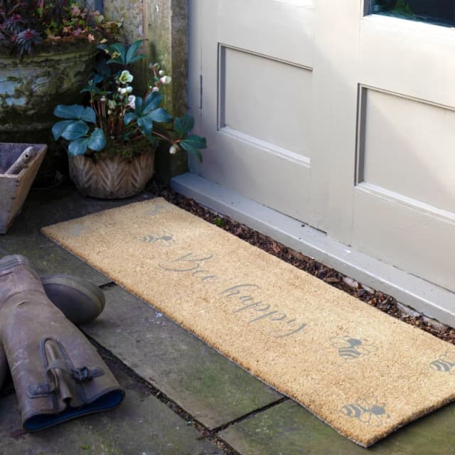 Artsy Mats Patio Grey Bee Happy Double Doormat Beige unisex