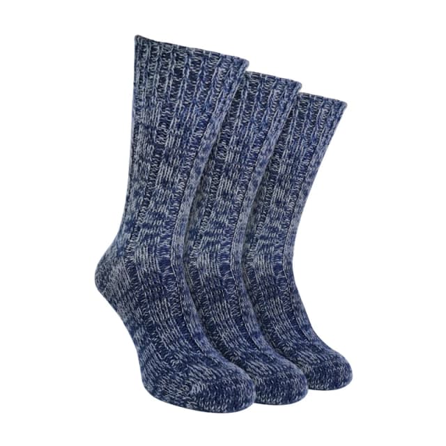 Sock Snob Sock Snob Men 3 Pack Warm 100% Wool Ribbed Socks with Reinforced Heel and Toe in Blue Size: 6-11 Blue 6-11 Male 5056632617524