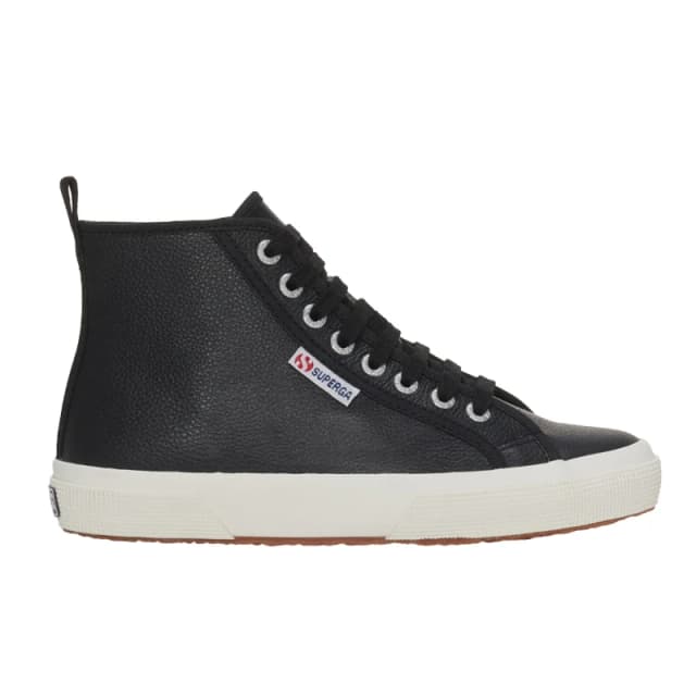 Superga 2750 Tumbled Leather Mid Cut Trainers in Black Size: 4 Black Unisex 4