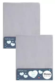 Claire De Lune Pack of 2 Micro-Fresh Fitted Moses Sheets - Grey