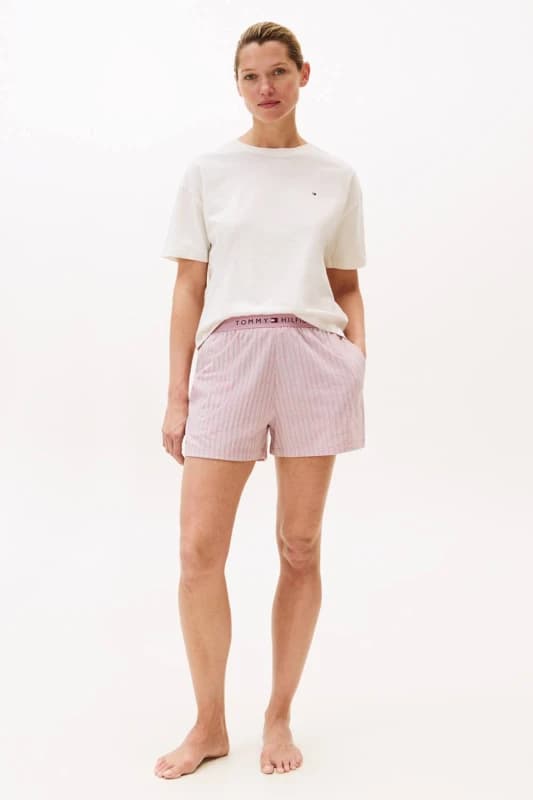 Tommy Hilfiger Womens Ess. Sleep Ss Pj Short Set Ivory/Orchid Size: Medium Multicolor Female M