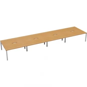 10 Person Double Bench Desk 1200X800MM Each - White/Beech