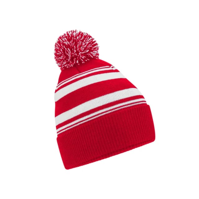 Beechfield Beechfield Men Fan Striped Beanie in Red Red One Size Male 5063470781232