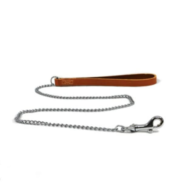 Ancol Heritage 90cm Heavy Chain Dog Lead with Leather Handle Tan