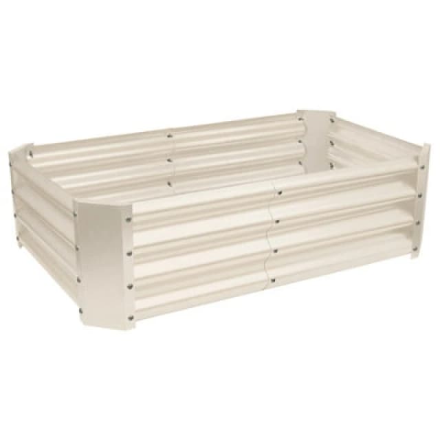 Harbour Housewares Rectangle Galvanised Steel Outdoor Raised Garden Bed Planter Medium - 120Cm X 60Cm - Ivory