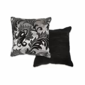 Emma Barclay Rome - Damask Chenille Cushion (Pair) Cover In Black