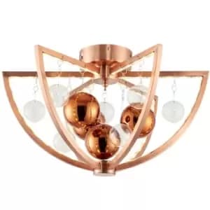 Semi Flush Ceiling Light Copper 7.2W Warm White LED Lamp Bulb Fitting Mounted