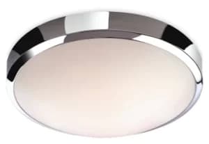 Toro LED Bathroom Flush Ceiling Light Chrome, White Polycarbonate Diffuser IP44