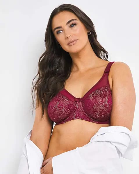 Berlei Berlei Beauty Lace Minimiser Bra Burgund Burgundy Female 34D YC27342