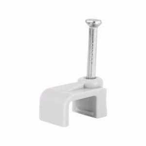 Zexum White Flat TnE Cable Clips 100 Pack - 1.5mm