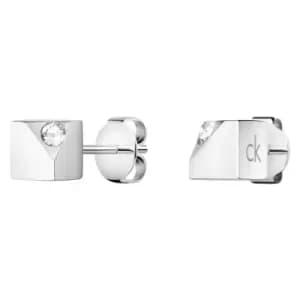 Calvin Klein Tune Silver Stainless Steel Swarovski Stud Ladies Earrings KJ9MME040600