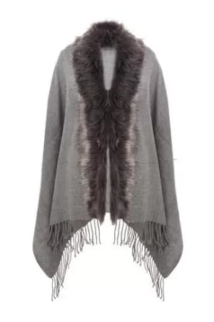 Quiz Cream Faux Fur Cape - 1