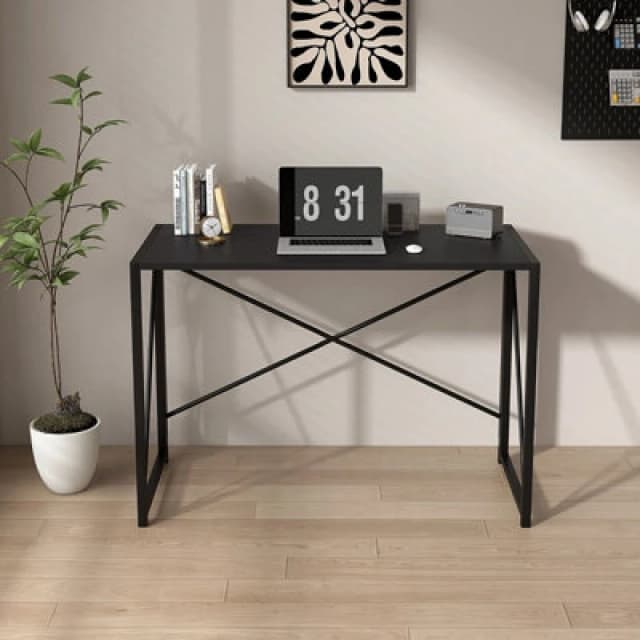 MCC Direct No Assembly Folding Computer Desk 100cm - Miami Black