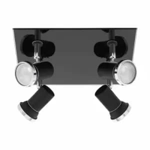 Eglo Black And Chrome 4 Spotlight Ceiling Light